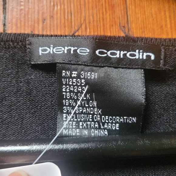 NWT Silk Black Beaded Cardigan Pierre Cardin, sz L-XL - Picture 8 of 10